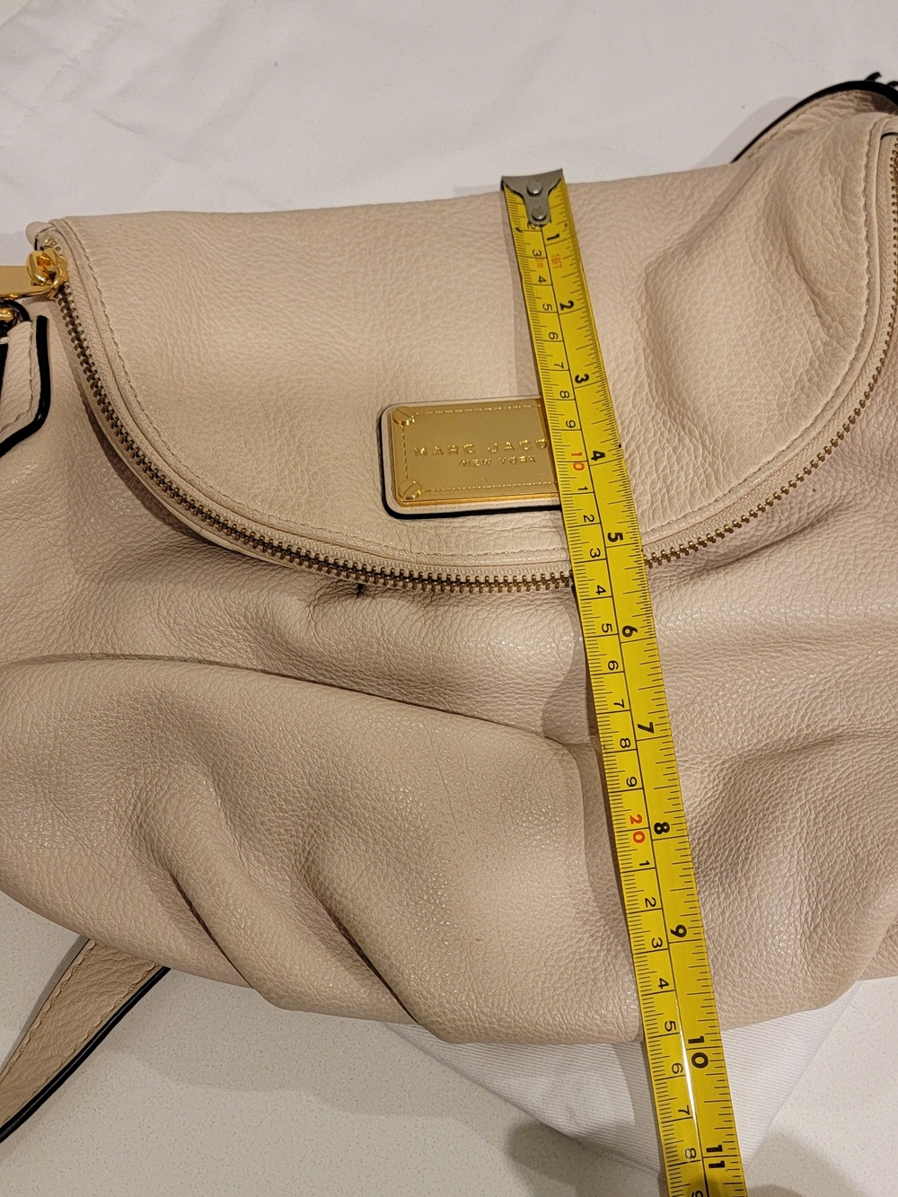 Marc Jacobs Classic Q Natasha Large Crossbody Beige Pebbled Leather Y2K Vintage - Picture 12 of 13